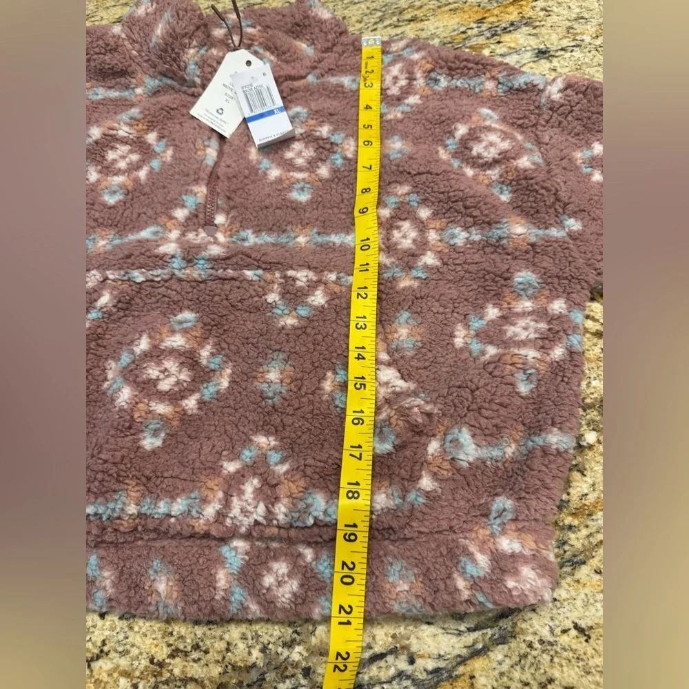 Hippie Rose Sherpa Quarter Zip Pullover Mauve Aztec  Size XL NWT